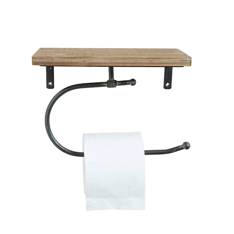 Hello Honey® 10" Metal Wall Toilet Paper Holder With Wood Shelf