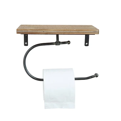 Hello Honey® 10" Metal Wall Toilet Paper Holder With Wood Shelf