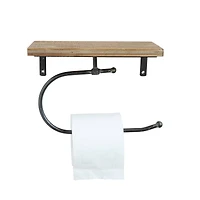 Hello Honey® 10" Metal Wall Toilet Paper Holder With Wood Shelf