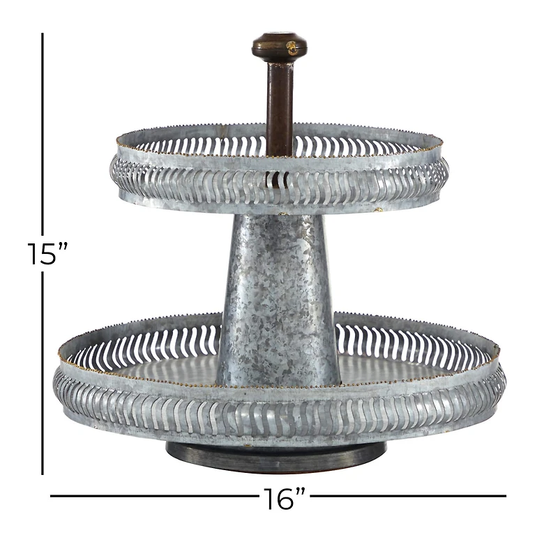 Silver Iron Farmhouse 2 Tier Tray Stand