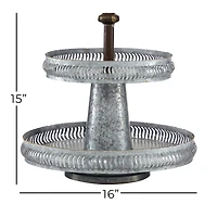 Silver Iron Farmhouse 2 Tier Tray Stand