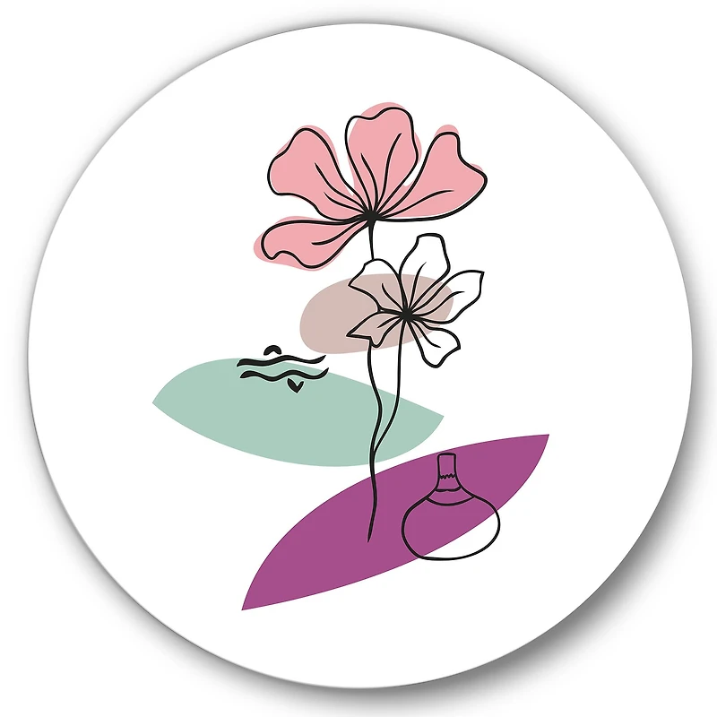 Designart - Elementary Shapes With Abstract Flowers Plants IV