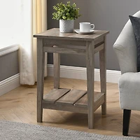 Walker Edison 18" Gray Wash Farmhouse Trim Side Table