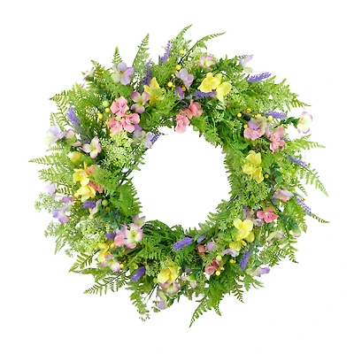 30" Artificial Dogwood & Lavender Floral Spring Wreath