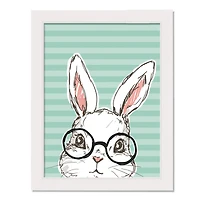 Bunny With Glasses 12" x 16" White Framed Print Under Plexiglass
