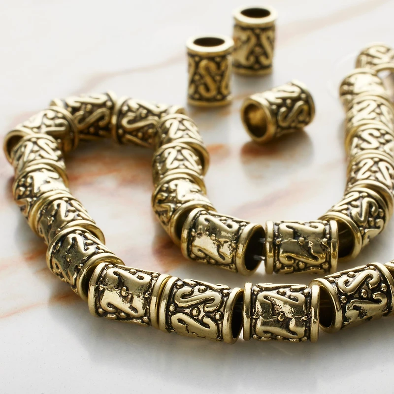 12 Pack: Gold Tube Metal Beads, 8mm by Bead Landing™