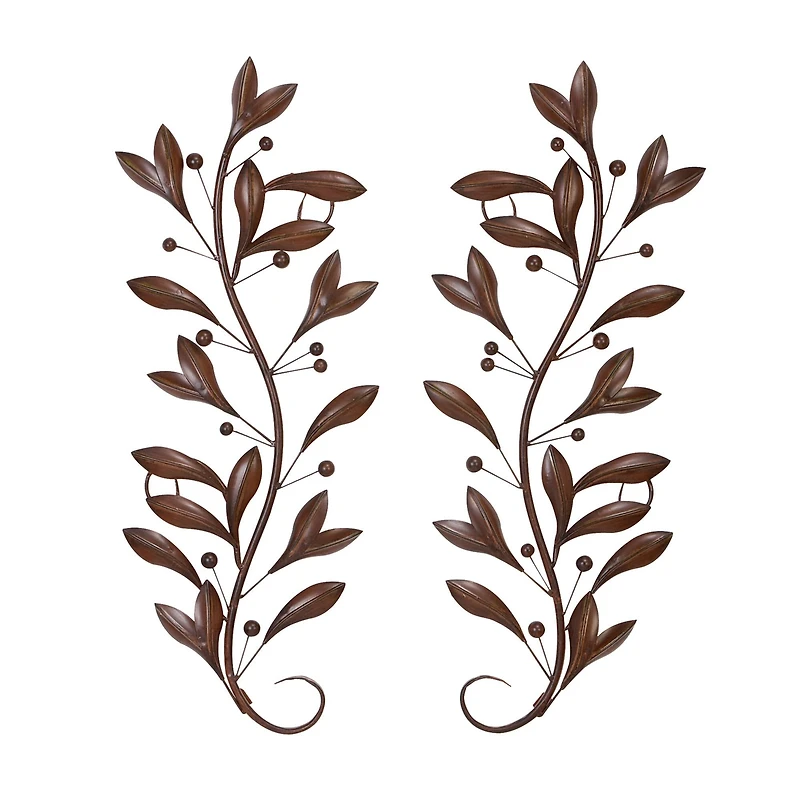 Brown Metal Traditional Floral Wall Accent, 2ct.