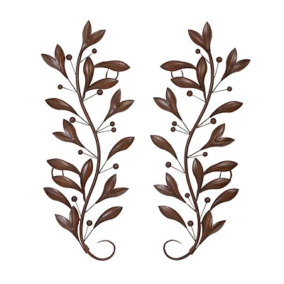Brown Metal Traditional Floral Wall Accent, 2ct.