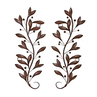 Brown Metal Traditional Floral Wall Accent, 2ct.