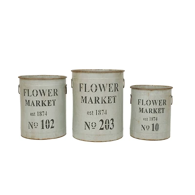 Hello Honey® Metal Flower Market Buckets Set