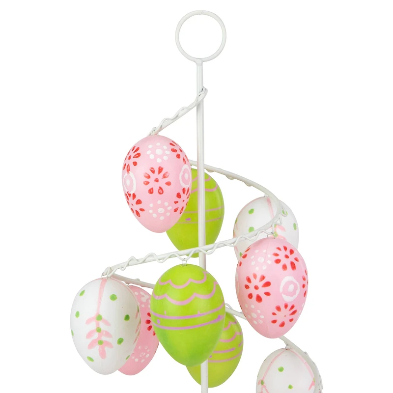 Pastel Pink, White and Green Floral Cut-Out Easter Egg Tree