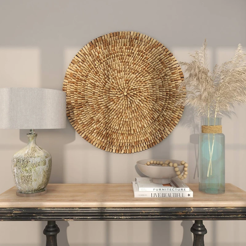 The Novogratz Brown Overlapping Reclaimed Wood Wall Décor