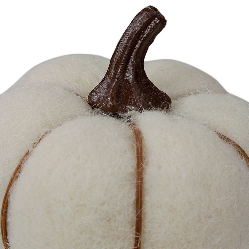 5" Cream & Brown Fall Harvest Tabletop Pumpkin