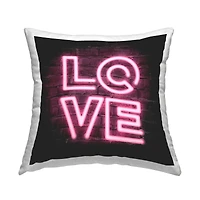 Stupell Industries Pink Love Letters Romantic Neon Throw Pillow, 18" x 18"