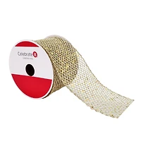 2.5" x 20ft. Champagne Wired Mesh Ribbon by Celebrate It®