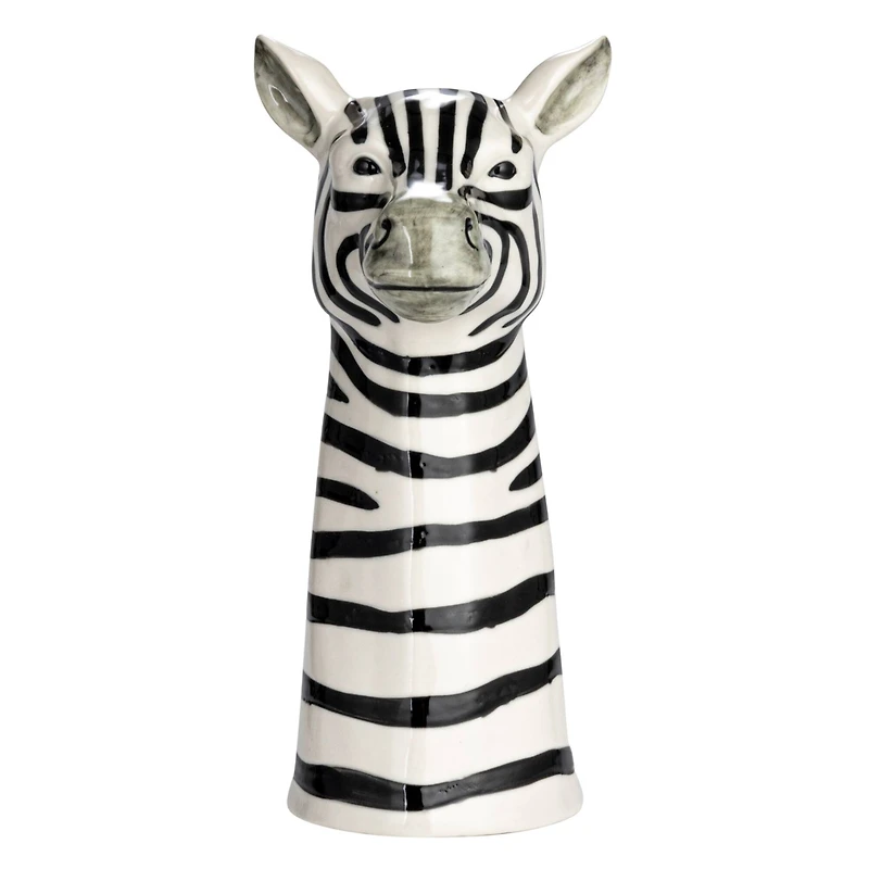 Hello Honey® 11.5" White & Black Hand-Painted Decorative Stoneware Zebra Vase