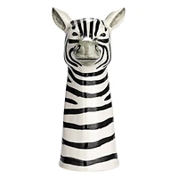 Hello Honey® 11.5" White & Black Hand-Painted Decorative Stoneware Zebra Vase