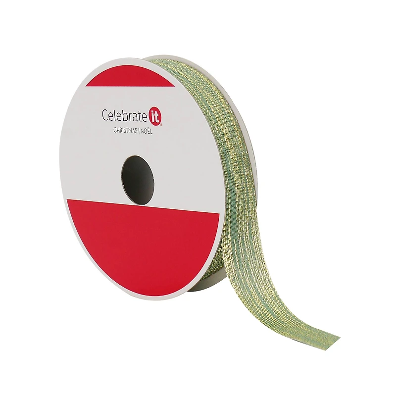 5/8" x 30ft. Sage & Gold Metallic Ribbon by Celebrate It®