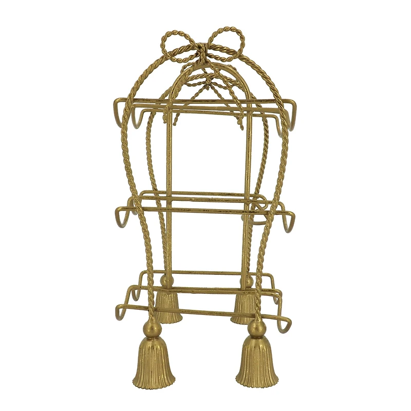 13" Gold Bow & Tassel Tabletop Metal Bottle Holder by Ashland®