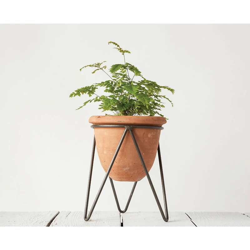 Hello Honey® 8.5" Terra Cotta Pot With Metal Stand Set