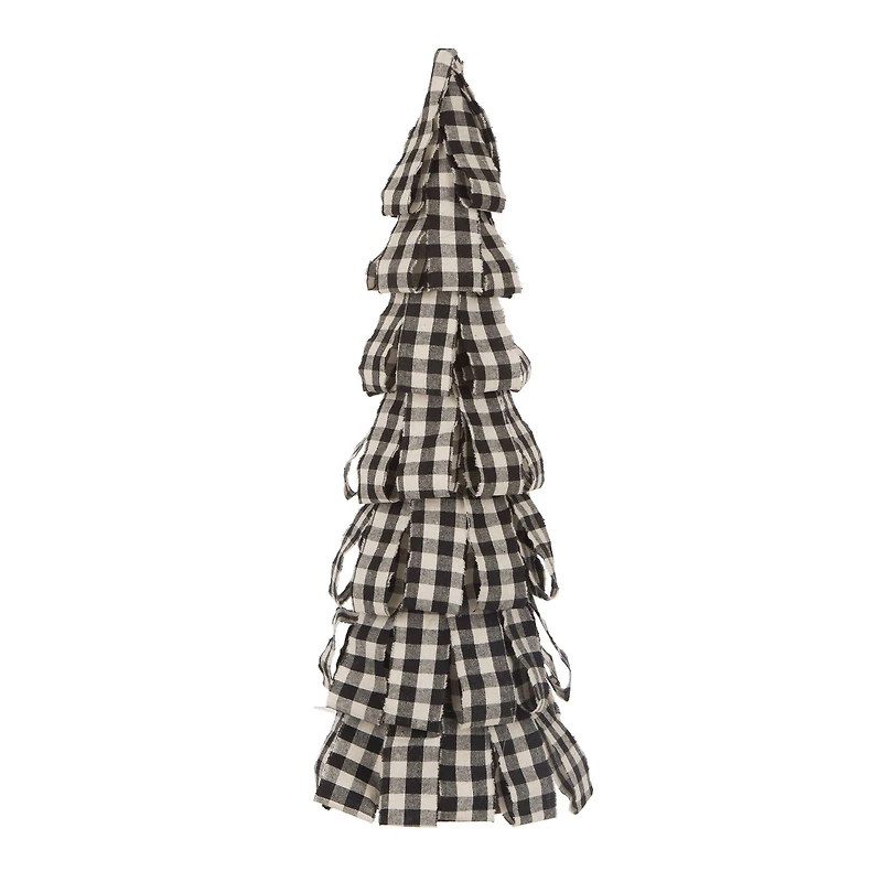 Glitzhome® 17" Black & White Plaid Fabric Tabletop Tree