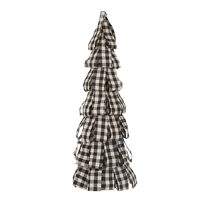 Glitzhome® 17" Black & White Plaid Fabric Tabletop Tree