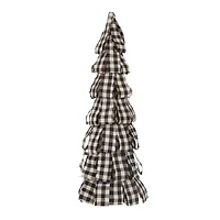 Glitzhome® 17" Black & White Plaid Fabric Tabletop Tree