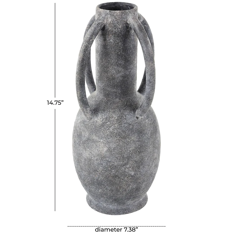 15" Gray Ceramic Textured Whitewashed Vase