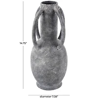 15" Gray Ceramic Textured Whitewashed Vase