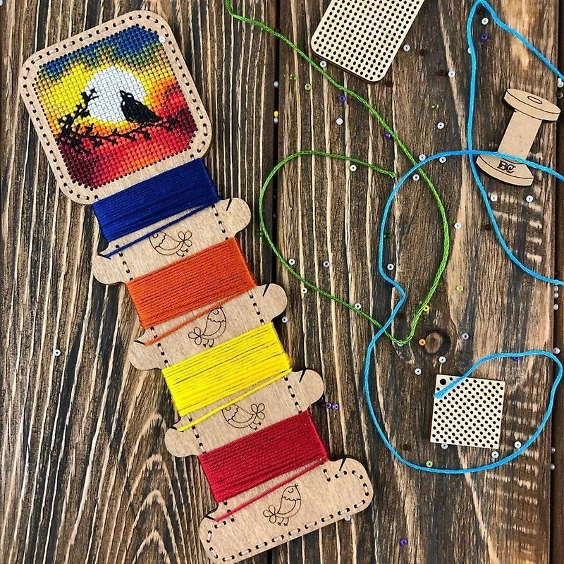 Wonderland Crafts Bird Embroidery Blank Wood Organizer