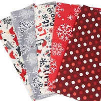 SINGER Christmas Snowman Cotton Fabric Fat Quarter Bundle