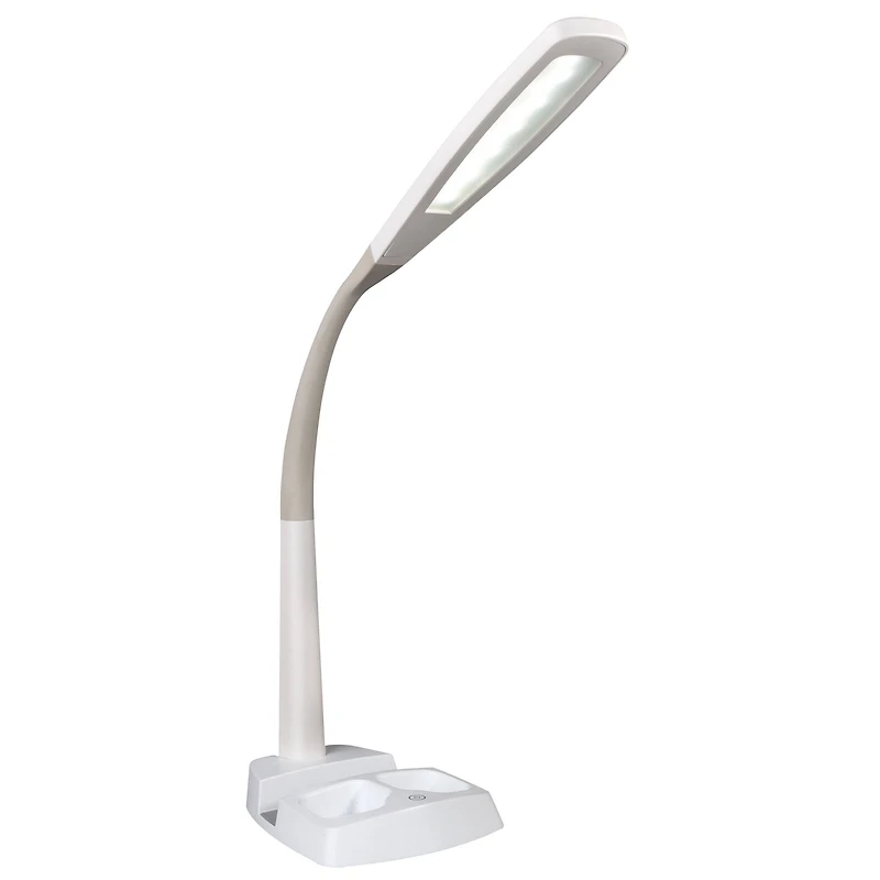 OttLite Wellness Series 26.25" White LED Desk Lamp with Charging Station