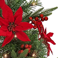 3ft. Pre-Lit Colonial Red Poinsettias Artificial Christmas Tree, Clear Lights