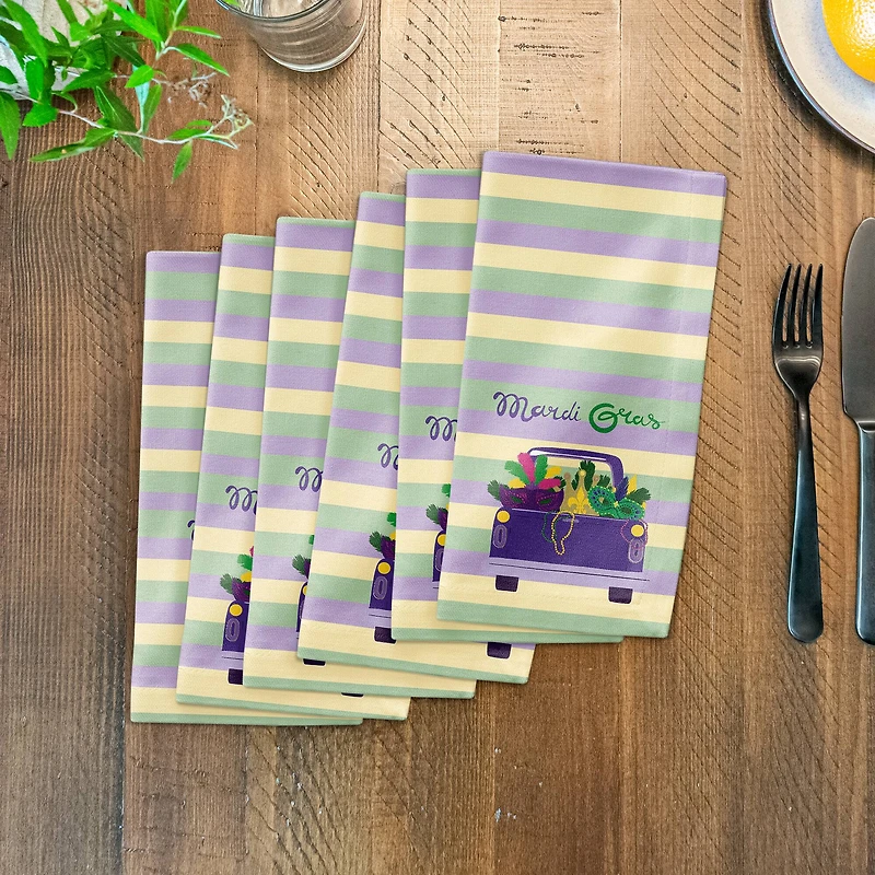 Truck Load Stripes Mardi Gras Cloth Napkin