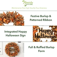30" Halloween Burlap Ribbon Wreath