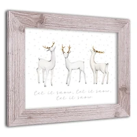 Designs Direct 14" x 11" Snow Reindeers Western White Framed Print