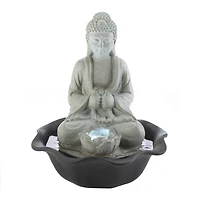11" Buddha on Lotus LED Tabletop Fountain