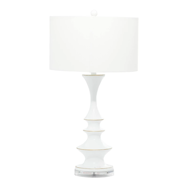30" White Polystone & Iron Traditional Table Lamp