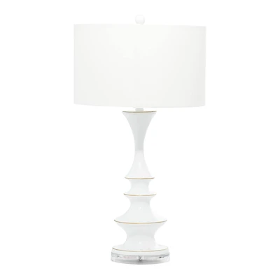 30" White Polystone & Iron Traditional Table Lamp