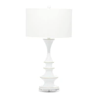 30" White Polystone & Iron Traditional Table Lamp