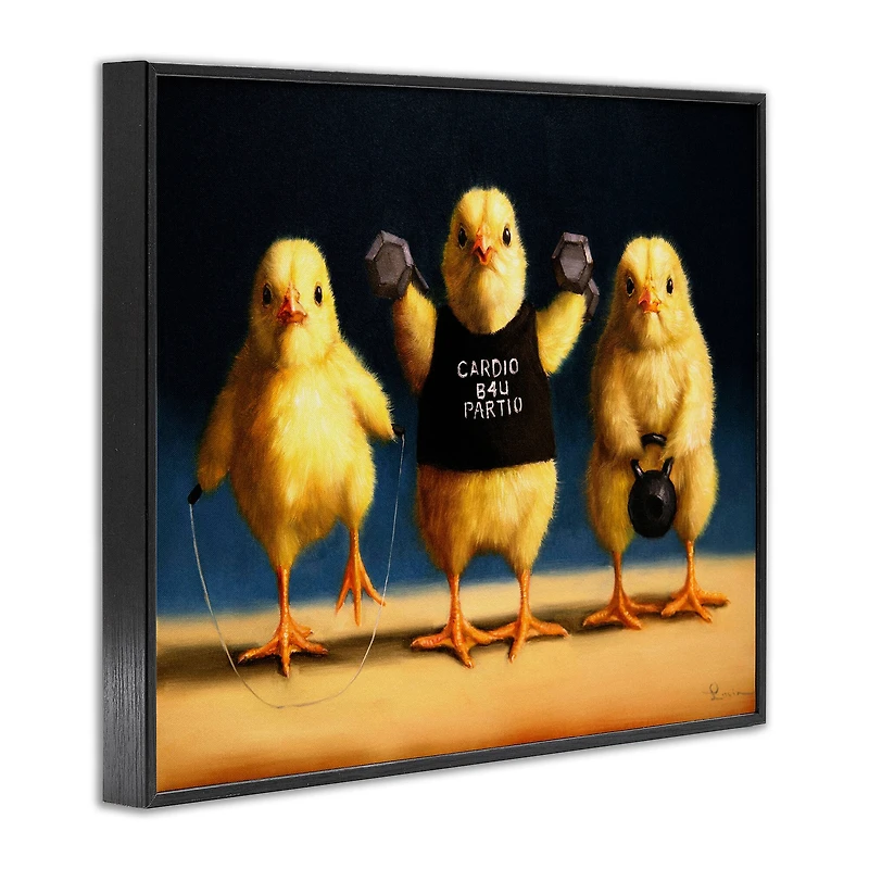 Stupell Industries Funny Exercise Workout Chicks Animals Framed Giclee Art
