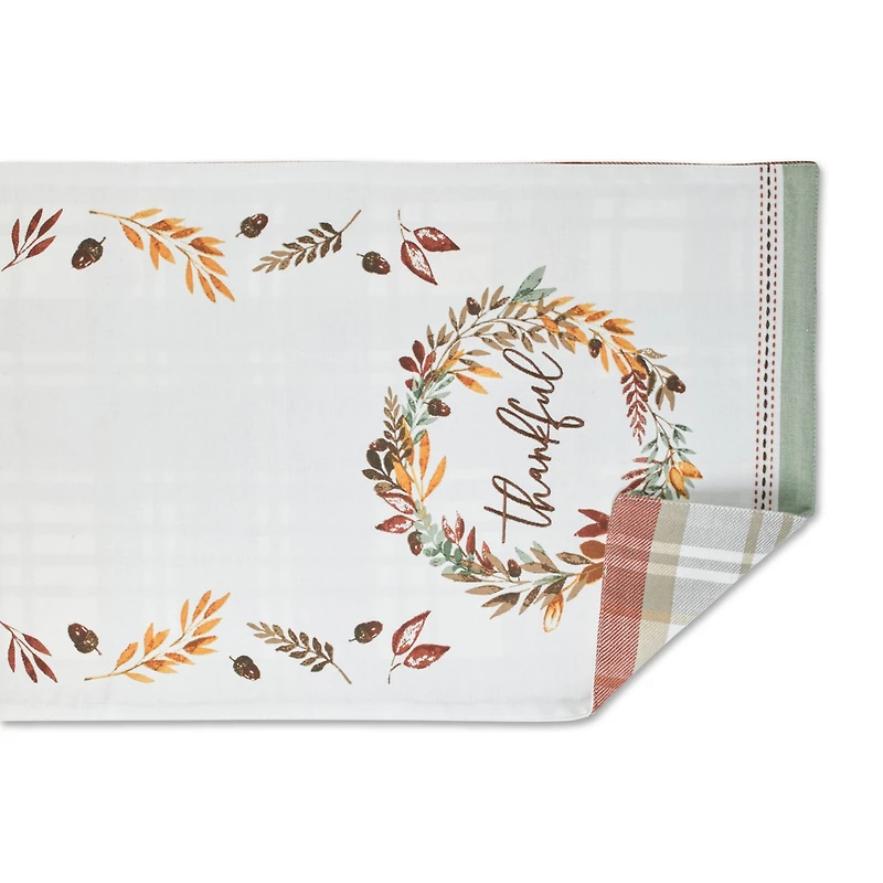 DII® 108" Thanksgiving Thankful Autumn, Fall Leaves, Reversible Table Runner