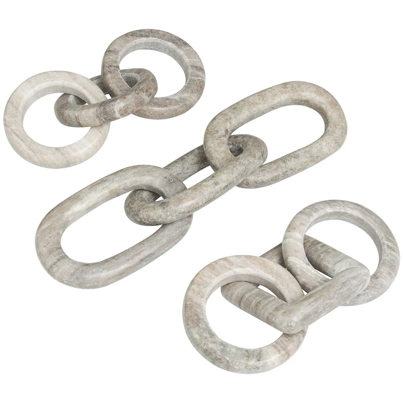 Gray Marble Geometric Link Chain Sculpture Set