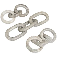 Gray Marble Geometric Link Chain Sculpture Set