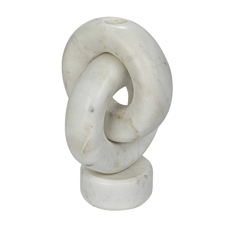 Hello Honey® 8" White Decorative Marble Chain Link Taper Candle Holder