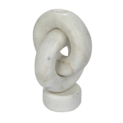 Hello Honey® 8" White Decorative Marble Chain Link Taper Candle Holder