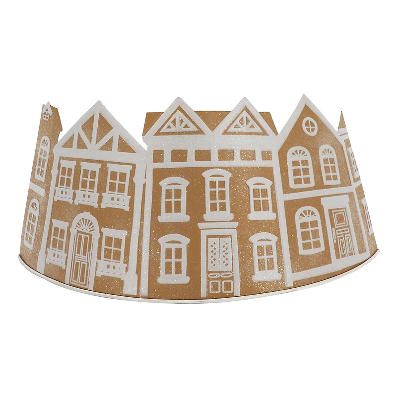 26.75" Brown & White Metal Gingerbread Village Tree Collar by Ashland®