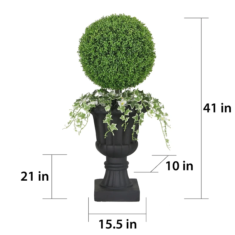 3.5ft. Topiary Boxwood Artificial Tree in Decorative Urn