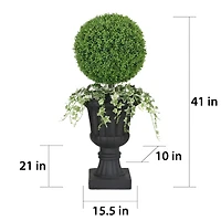 3.5ft. Topiary Boxwood Artificial Tree in Decorative Urn