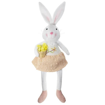 24" White & Pink Girl Easter Bunny Spring Figure